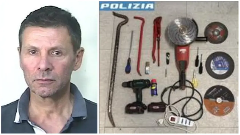 Monetti e gli arnesi da scasso rinvenuti dalla polizia