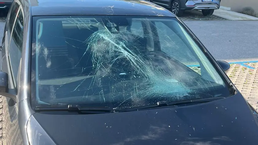 Salti sulle auto parcheggiare fino a sfondare i parabrezza