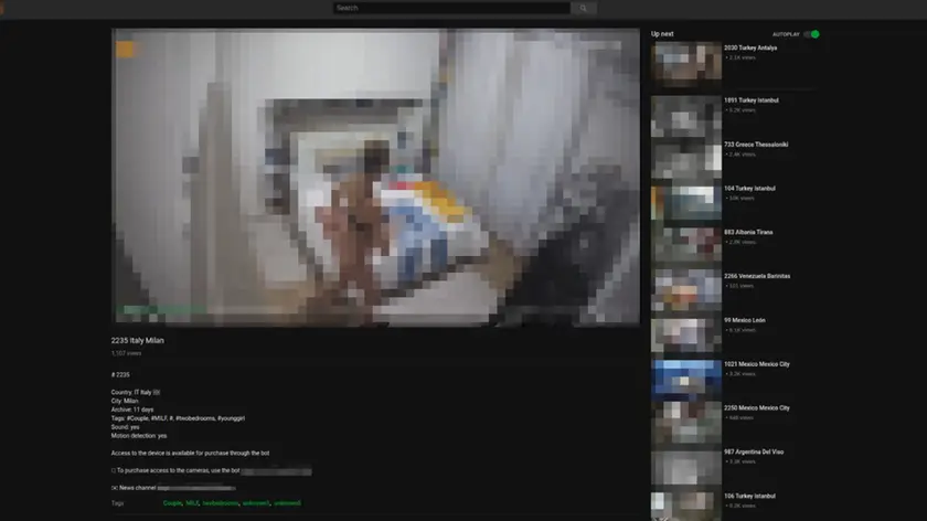 Il frame di uno dei video rubati e diffusi nel sito svelato da Yarix