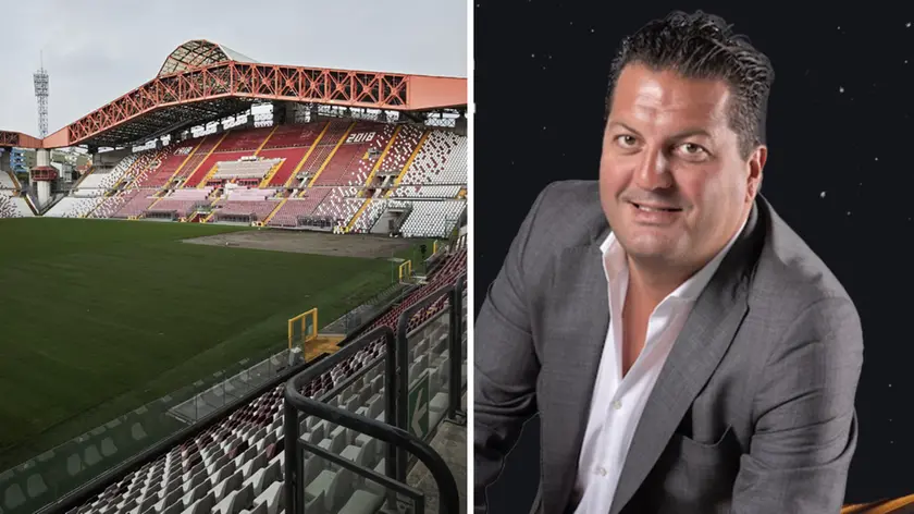 A sinistra lo stadio Rocco (Lasorte), a destra Marco Margiotta, ceo di House of Doge