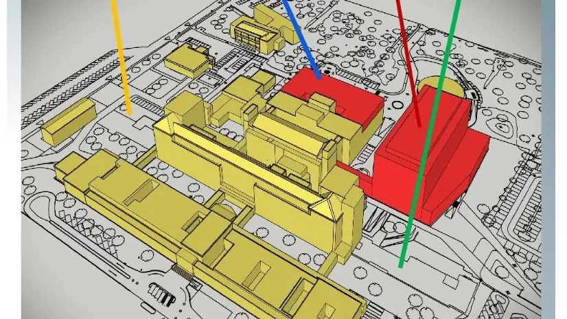 Un rendering che illustra i principali interventi