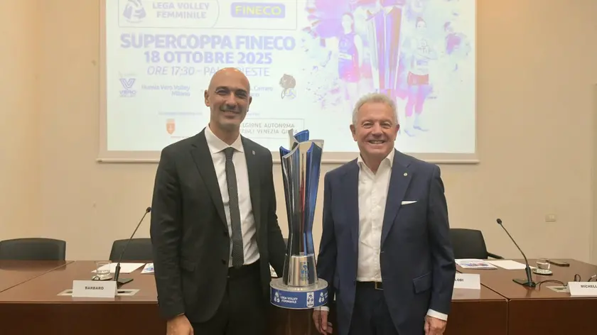 La presentazione della Supercoppa di volley femminile Imoco - Milano di sabato 18 settembre a Trieste. Foto Bruni