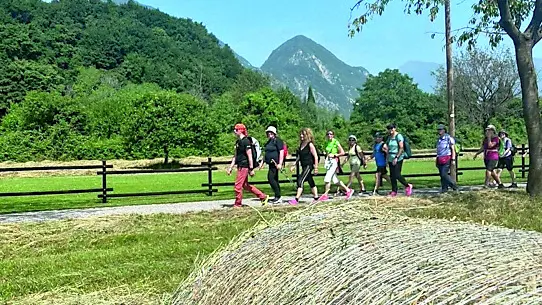 Pellegrini lungo la prima tappa del Cammino