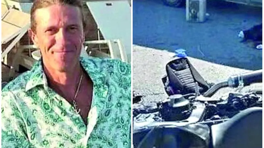 Stefano Paganello e, a destra, lo scooter in sella al quale viaggiava