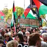Corteo ProPal prima della partita di calcio Italia-Israele