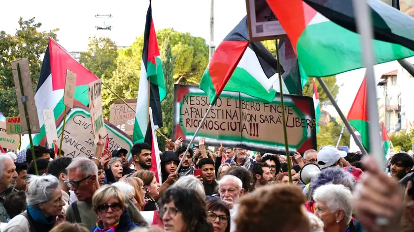 Corteo ProPal prima della partita di calcio Italia-Israele
