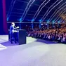 Alberto Stefani sul palco dell'evento per l'avvio della campagna elettorale (foto Agenzia Bianchi)