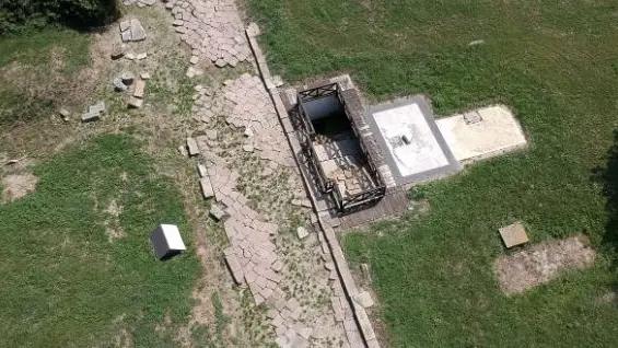 Veduta aerea dell'area archeologica del Decumano