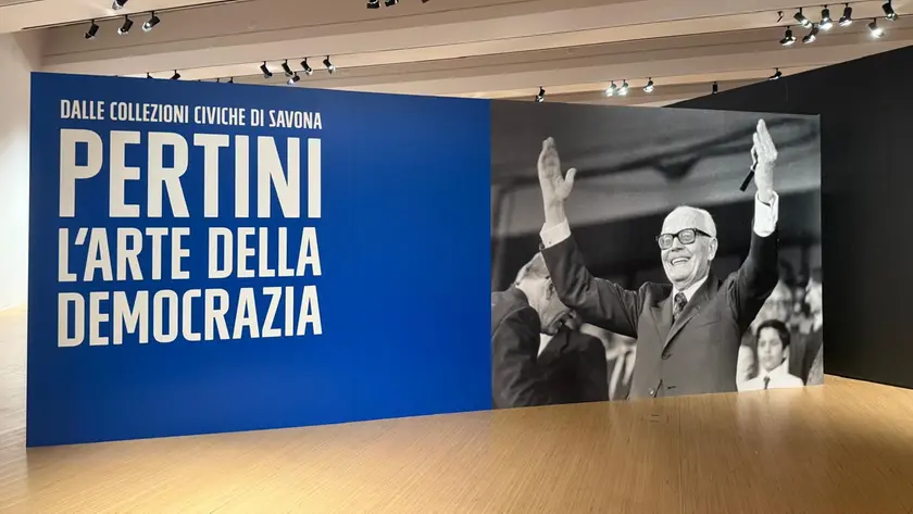L'ingresso della mostra su Pertini allestita all'M9