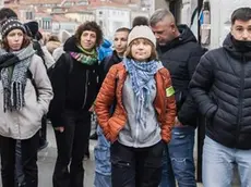 Greta Thumberg durante la manifestazione