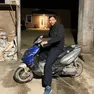 Thomas Bonotto in sella allo scooter dopo il ritrovamento