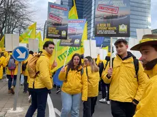 La protesta dei giovani agricoltori a Bruxelles