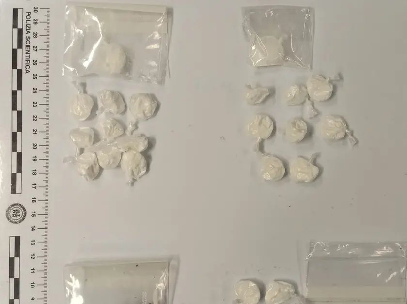 Le dosi di cocaina e hashish sequestrate