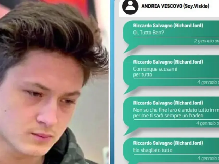 Sergiu Tarna e, a destra, le chat inviate da Salvagno