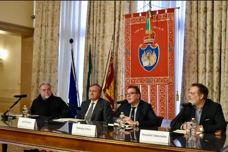 Da sinistra Giovanni Giusto, Luigi Brugnaro, Fabrizio D'Oria, Massimo Checchetto