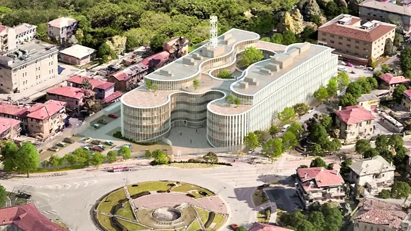 Il rendering del progetto della nuova questura tra piazzale Giovannacci e via Ulloa