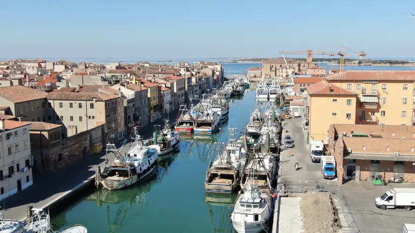 La flotta di pescherecci a Chioggia