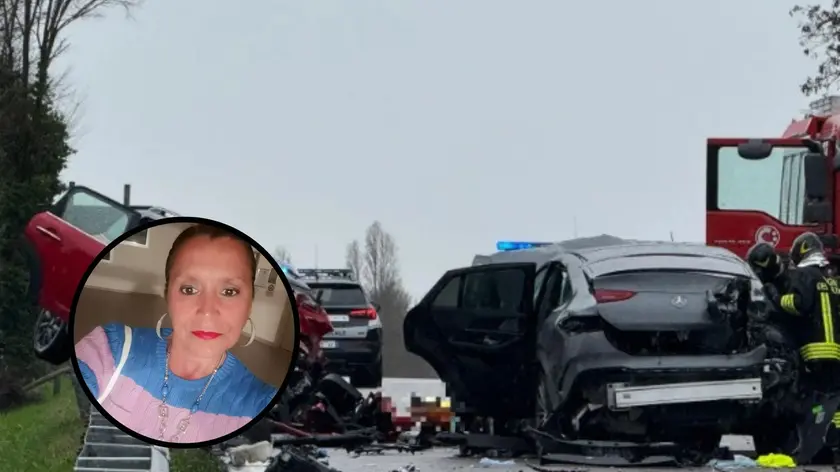 Il luogo dello schianto e, nel tondo, Lindita Ajazi