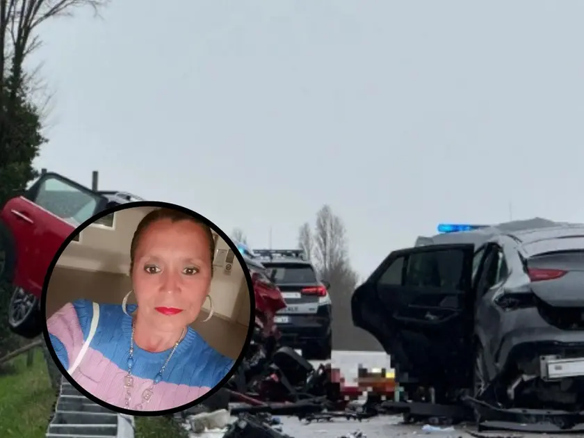 Il luogo dello schianto e, nel tondo, Lindita Ajazi