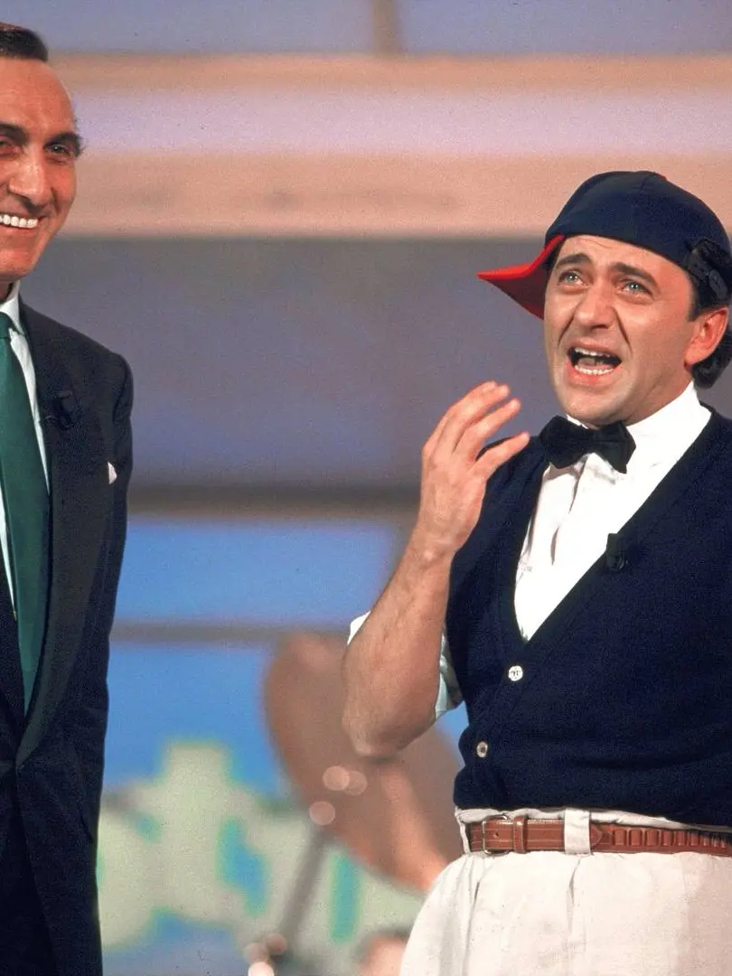 Pippo Baudo e Giorgio Faletti nell'edizione del 1987