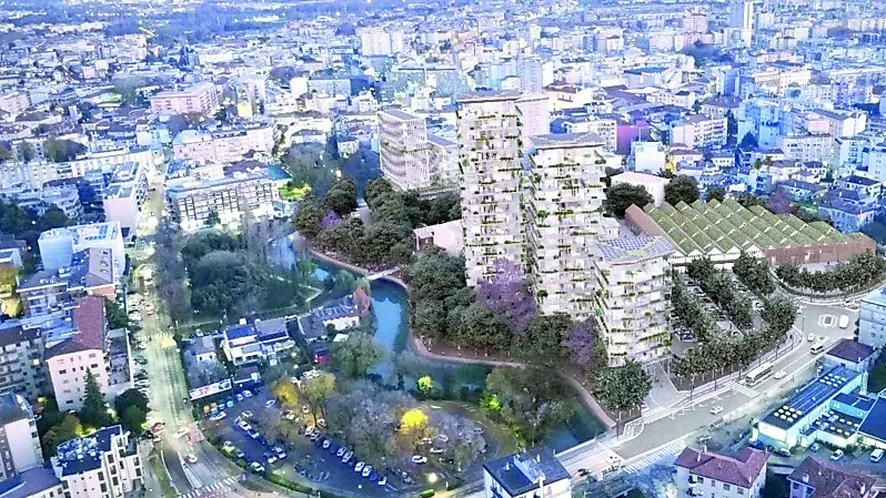 Una veduta della “Nuova Castelvecchio”, il piano da 150 milioni del gruppo Alì per l’ex ospedale