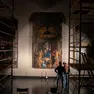 Una fase del restauro della Pala di San Giobbe del Bellini alle Gallerie dell'Accademia di Venezia