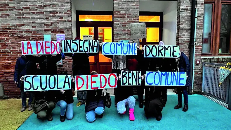 La protesta organizzata dai genitori della scuola Diedo nelle scorse settimane