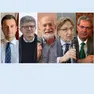 I candidati a sindaco di Venezia: Simone Venturini (centrodestra), Andrea Martella (campo largo), Giovanni Andrea Martini (Tutta la città che vogliamo)m Michela Boldrin (Ora!) e Pierangelo Del Zotto (Prima il Veneto)