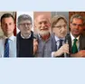 I candidati a sindaco di Venezia: Simone Venturini (centrodestra), Andrea Martella (campo largo), Giovanni Andrea Martini (Tutta la città che vogliamo)m Michela Boldrin (Ora!) e Pierangelo Del Zotto (Prima il Veneto)