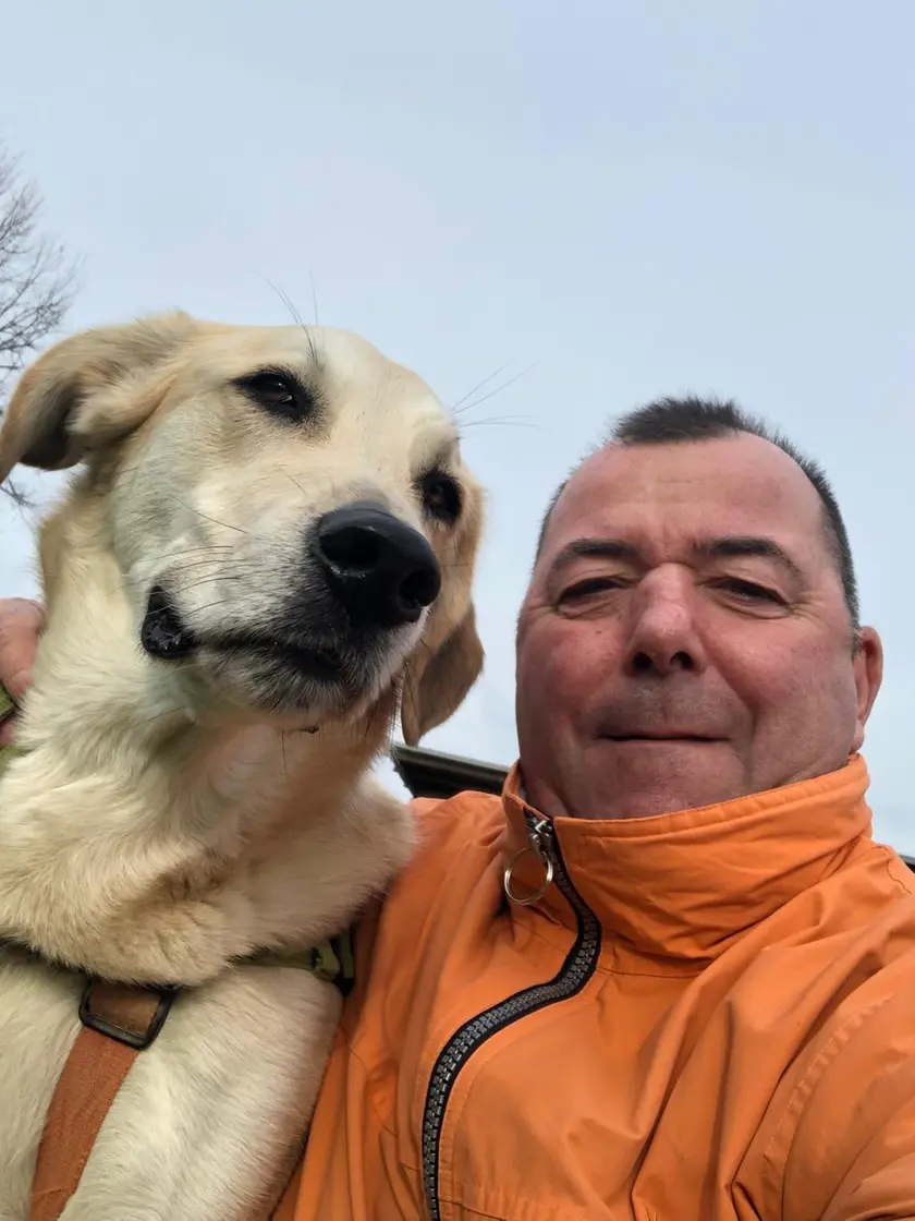 Marco Ferretto, 60 anni, con il suo cane
