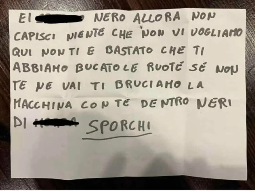 Il biglietto intimidatorio