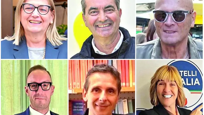 In alto, da sinistra: Anna Forte, Francesco Tagliapietra, Carmine Montefusco. In basso, da sinistra: Alex Bazzaro, Il civico Giovanni Pelizzato, Marina Faraguna