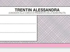 Il fac-simile della scheda elettorale per la Municipalità di Venezia con il nome di Trentin