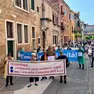 Un momento della mobilitazione a Venezia