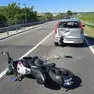 La moto finita contro l'auto a San Donà