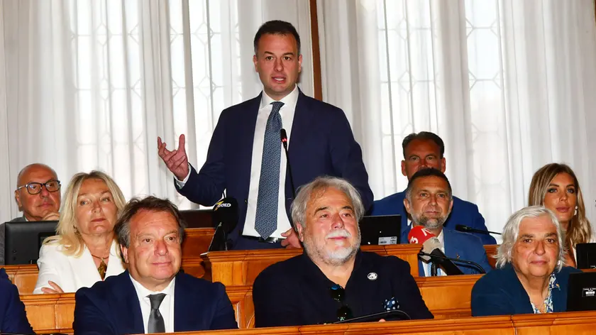 Il sindaco Venturini alla presentazione della giunta (foto Interpress)
