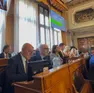 Primo consiglio comunale: i banchi della maggioranza con il sindaco Venturini