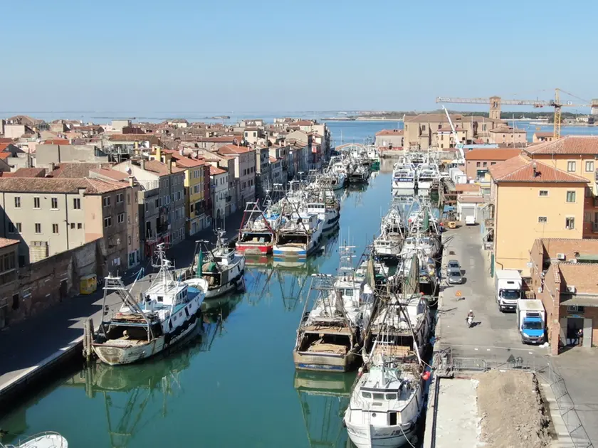 La flotta di pescherecci a Chioggia