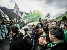 Un momento dei funerali di Umberto Bossi