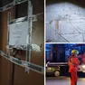 A sinistra l’appartamento sotto sequestro, a destra in alto le tracce di sangue, in basso i soccorsi venerdì sera in via Battisti (fotoservizio Andrea Lasorte)