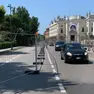 Le transenne del cantiere al Lido di Venezia