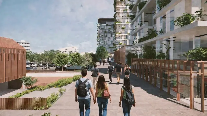 Un rendering del progetto della "Nuova Castelvecchio" all'ex Umberto I