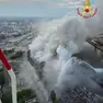L'incendio al terminal Multiservice a Porto Marghera