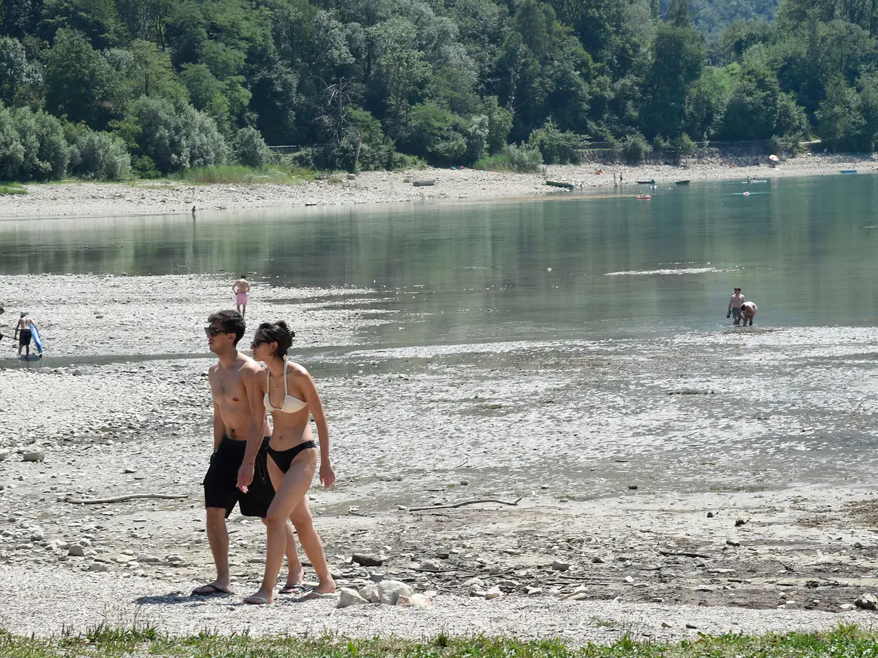 Il lago di Santa Croce in secca