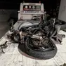 La moto distrutta nell'incidente sulla Romea