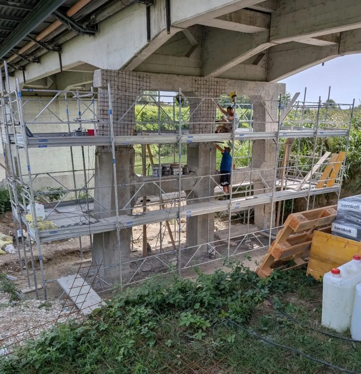 Il cantiere del ponte sul Brenta a Vigonovo