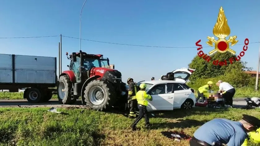 Lo scontro a Camponogara (foto vigili del fuoco)