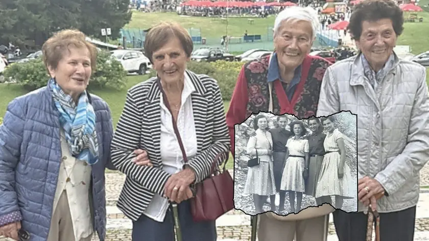 Giovanna, Santa, Anna e Caterina; nel riquadro, la foto del 1952