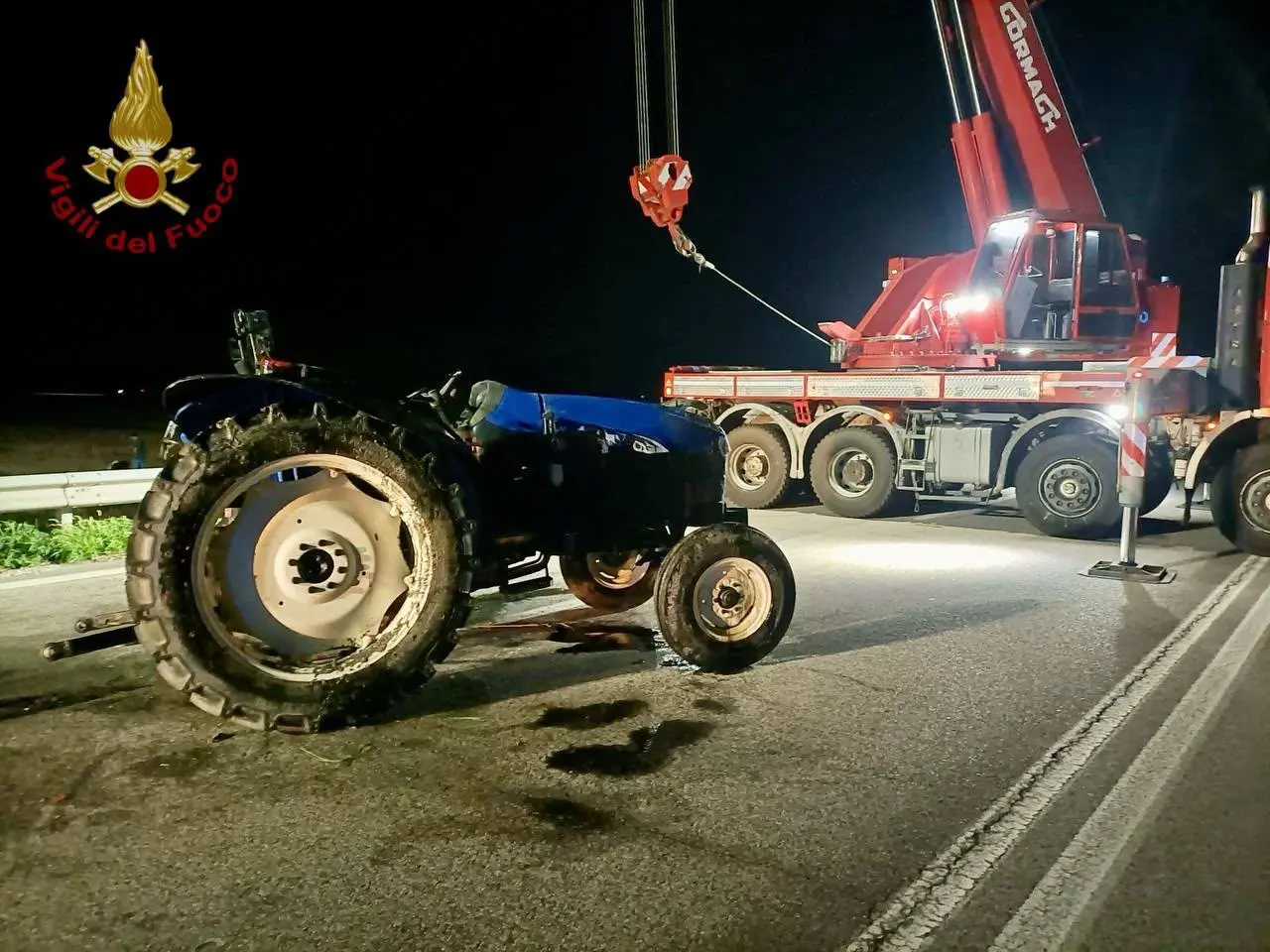 Il trattore su cui era il giovane