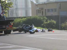 La moto coinvolta nell'incidente (foto Bortoluzzi)